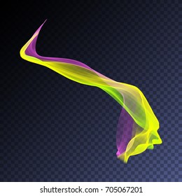 Vector magic glowing swirl trail transparent light effect. Bright shine wavy element for your design.