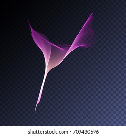 Vector magic glowing swirl trail transparent light effect. Bright shine wavy element for your design.