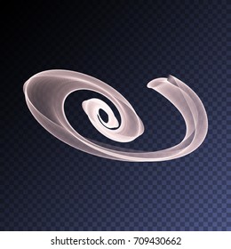 Vector magic glowing swirl trail transparent light effect. Bright shine wavy element for your design.