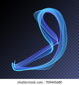 Vector magic glowing swirl trail transparent light effect. Bright shine wavy element for your design.