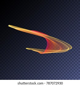 Vector magic glowing swirl trail transparent light effect. Bright shine wavy element for your design.