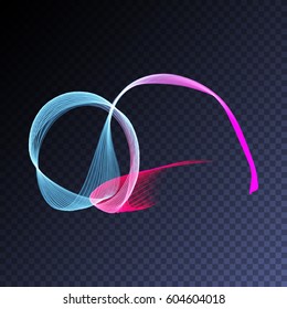 Vector magic glowing swirl transparent smoke effect. Bright shining wavy technology element for your design.