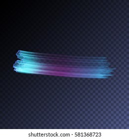 Vector magic glowing trail transparent light effect. Bright shine element for your design.