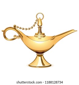 Vector Magic Golden Lamp isolated on white background