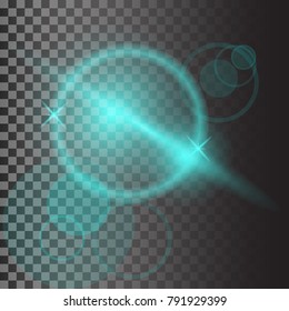 Vector magic green rays glow light effect isolated on transparent background. Vector Illustraton