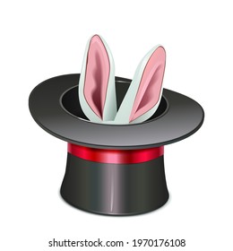 Vector Magic Hat with Rabbit isolated on white background