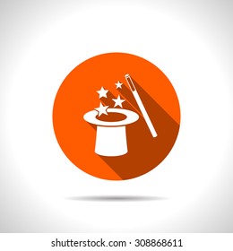 Vector magic hat and wand with sparkles