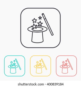 Vector magic hat and wand with sparkles 