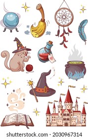 Vector magic illustration. Part of the cute set. Perfect for stickers, postcards, etc.