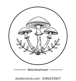 Vector magic mushroom in boho style