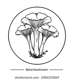 Vector magic mushroom in boho style