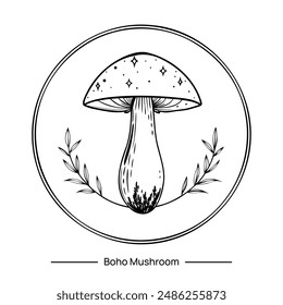 Vector magic mushroom in boho style