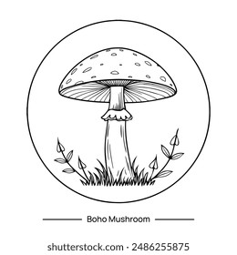 Vector magic mushroom in boho style