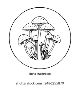 Vector magic mushroom in boho style