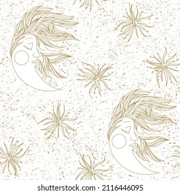 Vector magic seamless pattern with constellations and stars. Background for design of fabric, packaging, phone case, wrapping paper.