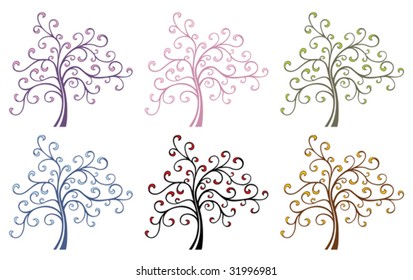 Vector Magic Tree in different color variations.