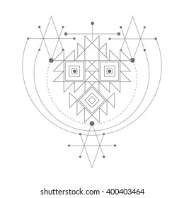 Vector magic tribal symbol. geometric logo for spirituality, occultism, tattoo art and print, t-shirt. ideal for imagination, magic, creativity 