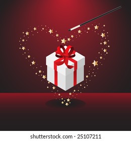 Vector - Magic wand forming bright stars for Valentines day celebration