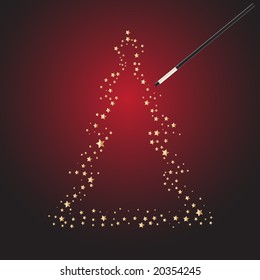 Vector - Magic wand forming a christmas tree stars