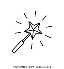 vector magic wand icon in outline style