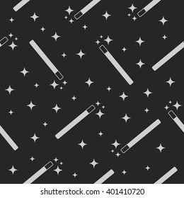 Vector Magic Wand with  magic stars seamless pattern background. Magic wand texture. Magic wand icon. Magic wand stars.