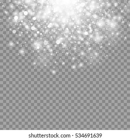 Vector magic white glow light effect isolated on transparent background. Christmas design element. Star burst with sparkles.