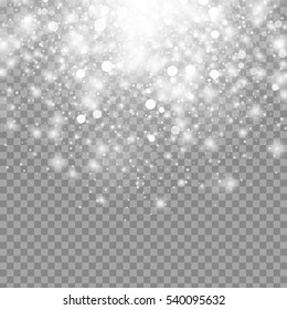 Vector magic white glow light effect isolated on transparent background. Christmas design element. Star burst with sparkles