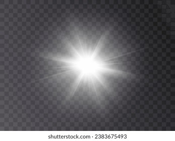 Vector magic white rays glow light effect isolated on transparent background. Christmas design element. Vector PNG