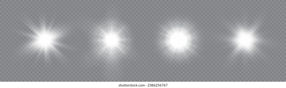 Vector magic white rays glow light effect isolated on transparent background. Christmas design element. Vector PNG	