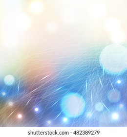 Vector magic winter frozen background. Skates Ice pattern. Blurred background with lights and bokeh