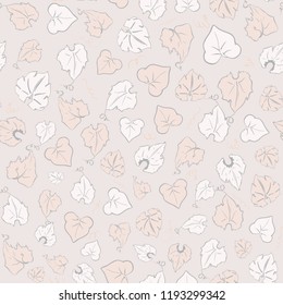 Vector Magical Autumn Pumpkin Leaves with Vine Swirls seamless pattern background. Perfect for fabric, scrapbooking and wallpaper projects.