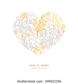 Vector magical floral heart silhouette pattern frame