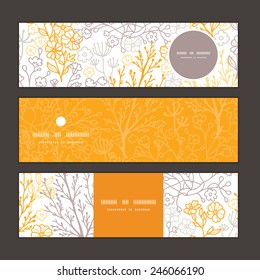 Vector magical floral horizontal banners set pattern background