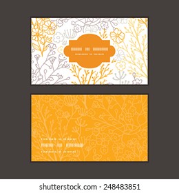 Vector magical floral horizontal frame pattern business cards set