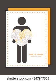 Vector magical floral man in love silhouette frame pattern invitation greeting card template