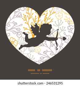 Vector magical floral shooting cupid silhouette frame pattern invitation greeting card template