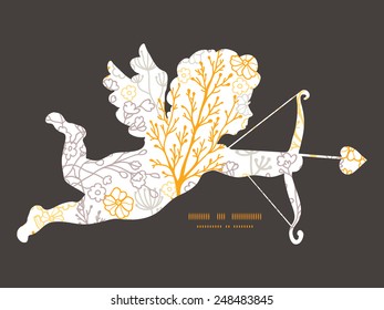 Vector magical floral shooting cupid silhouette frame pattern invitation greeting card template