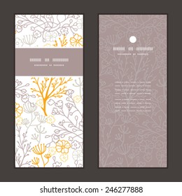 Vector magical floral vertical frame pattern invitation greeting cards set