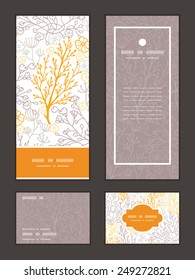 Vector magical floral vertical frame pattern invitation greeting, RSVP and thank you cards set