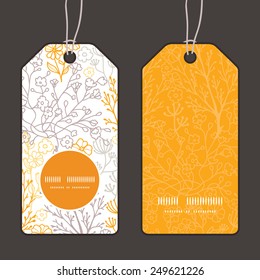 Vector magical floral vertical round frame pattern tags set