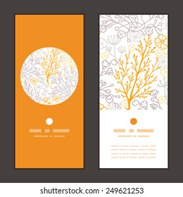 Vector magical floral vertical round frame pattern invitation greeting cards set