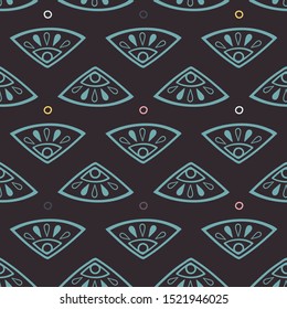 Vector Magical Forest Fairy Eye seamless pattern background.