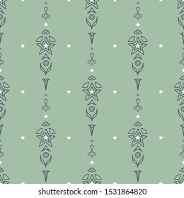 Vector Magical Forest Fairy Totem seamless pattern background.