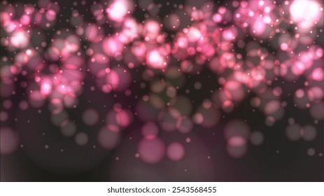 Vector Magical Glowing Background with Dark Green Falling Bokeh Circles on Black. Christmass and New Year Poster. Glittery Confetti Frame. Merry Christmass Header. Defocused Print.