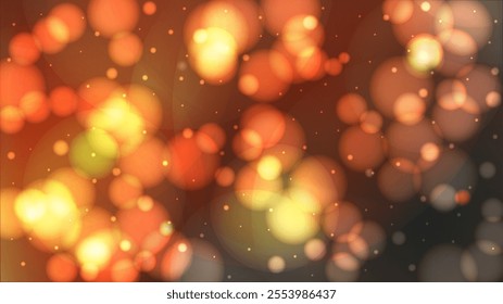 Vector Magical Glowing Background with Dark Blue and Purple Falling Bokeh Circles on Black. Christmass and New Year Poster. Glittery Confetti Frame. Christmass Night Template Design. Defocused Print.