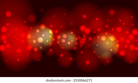 Vector Magical Glowing Background with Pink Falling Bokeh Circles on Black. Love and Passion. Glittery Confetti Frame. Christmass Night Template Design. Wedding day.