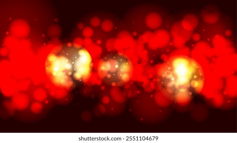 Fondo brillante mágico del Vector con los círculos rojos de Bokeh que caen en negro. Amor y pasión. Impresión de hadas del bebé. Feliz Cabecera de Navidad. Impresión desenfocada.