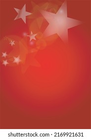 Vector Magical Glowing Background with Silver White and Purple Falling Stars on Red. Sparkle Star Night Cover and Card Design. Christmas and New Year Poster. Cosmic Bokeh Light.