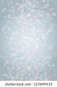 Vector Magical Glowing Background with Silver and Purple Falling Hexagon Snowflakes on Black. Falling Snow. Glittery Confetti Frame. Cosmic Bokeh Light. Christmas and New Year Poster. Winter Sky.