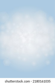Vector Magical Glowing Background with Silver and Purple Falling Hexagon on Blue. Falling Snow. Glittery Confetti Frame. Christmas and New Year Design.  Winter Sky with Bokeh Snowfall. 